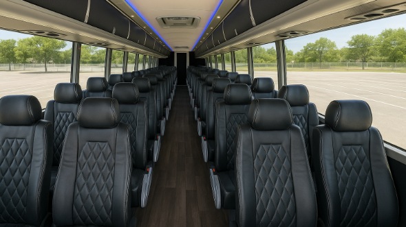 Interior of Charter Bus Company La Crosse's 56 Passenger Charter Bus in La Crosse