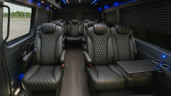 Interior of Charter Bus Company La Crosse's Sprinter Van Rental With Driver in La Crosse